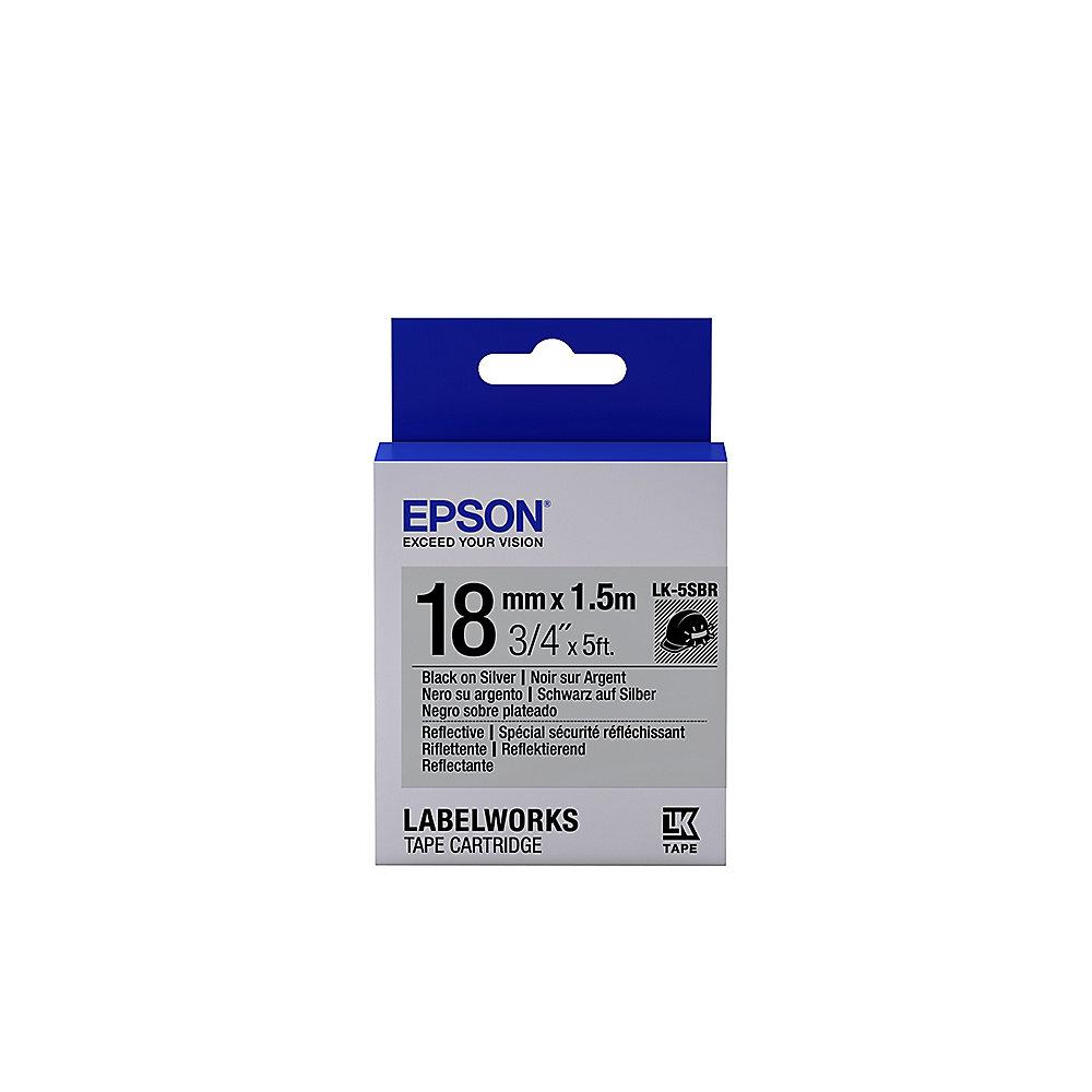 Epson C53S655016 Schriftband LK-5SBR klebend 18mmx1,5m schwarz/reflekt. silber