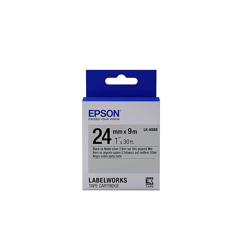 Epson C53S656009 Schriftband LK-6SBE klebend 24mmx9m matt schwarz / matt silber