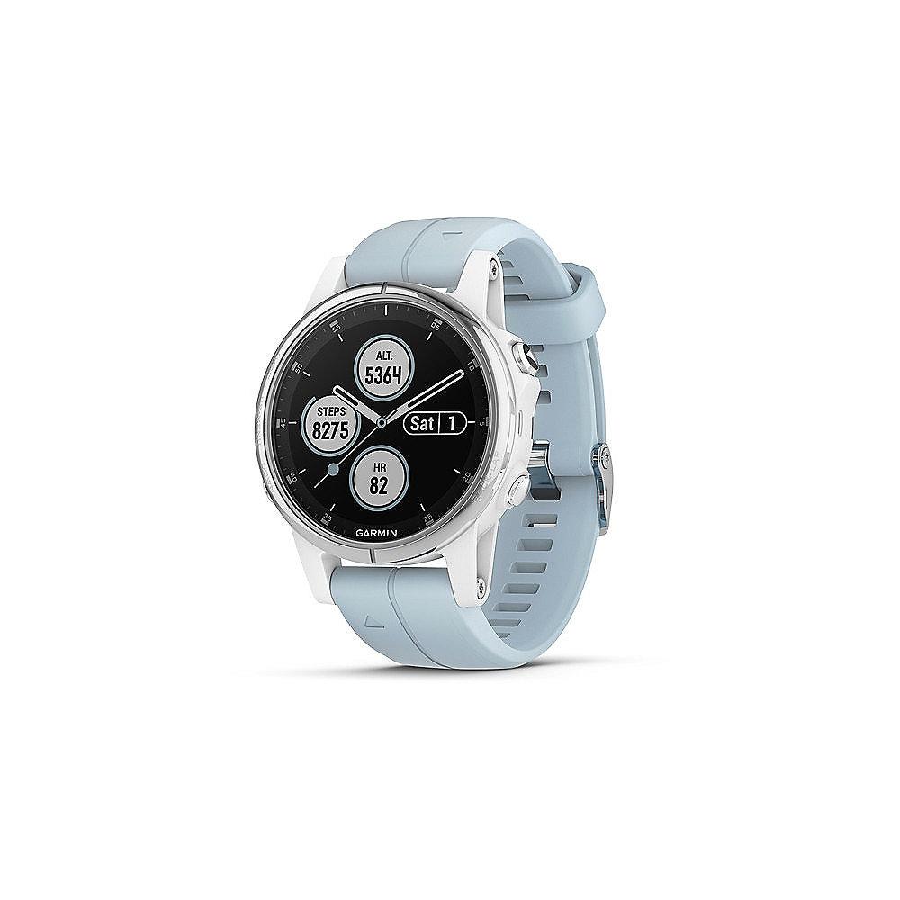 Garmin Fenix 5S Plus GPS-Multisport-Smartwatch weiß mit Seafoam Armband