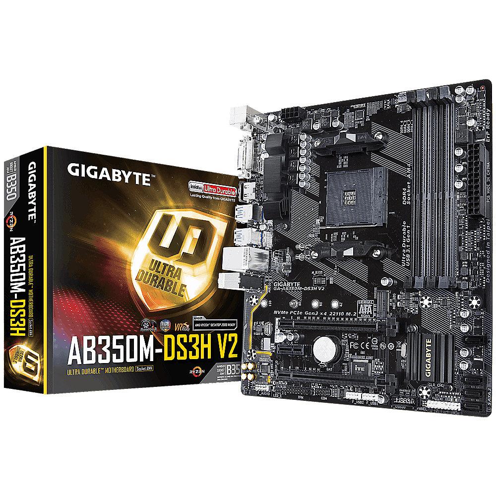 Gigabyte GA-AB350M-DS3H V2 mATX Mainboard Sockel AM4 GL/M.2/HDMI/DVI