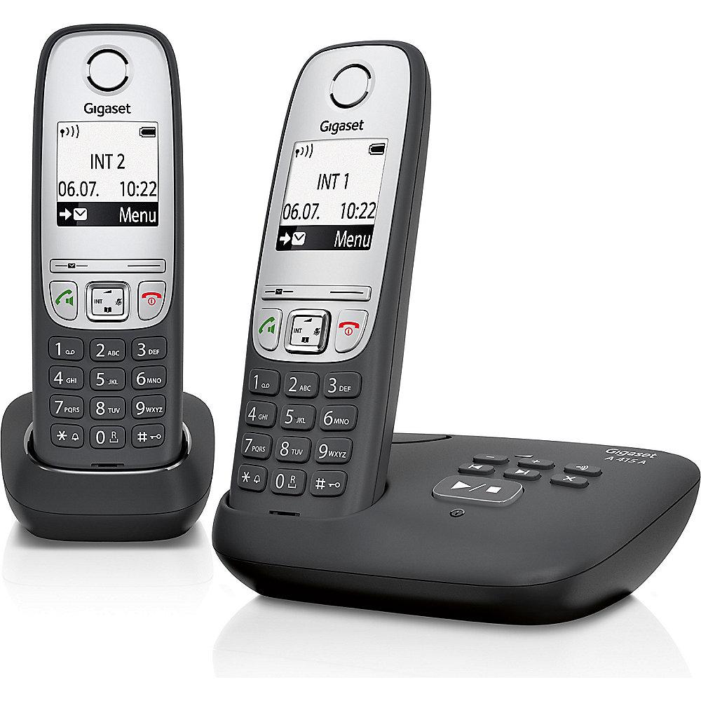 Gigaset A415A Duo schnurloses Festnetztelefon (analog) mit AB, schwarz, Gigaset, A415A, Duo, schnurloses, Festnetztelefon, analog, AB, schwarz