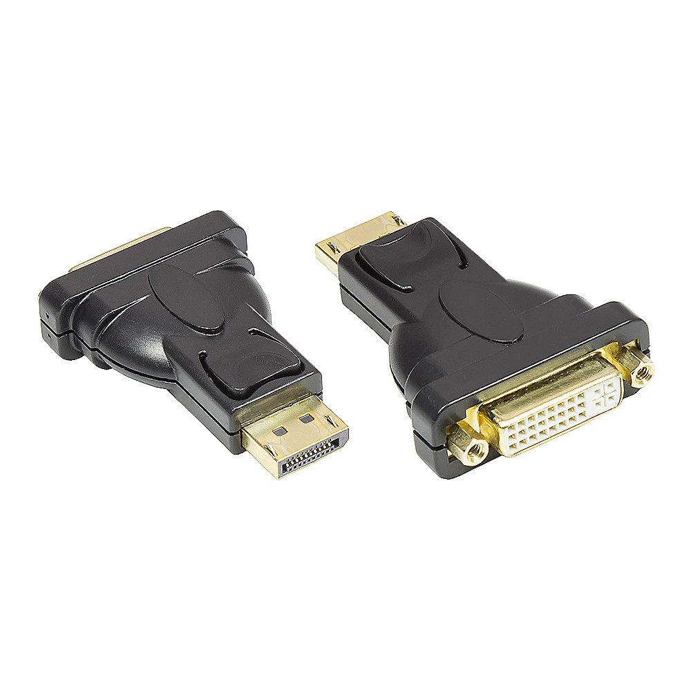 Good Connections DisplayPort St. zu DVI-I Bu. Adapter 24K vergoldet schwarz, Good, Connections, DisplayPort, St., DVI-I, Bu., Adapter, 24K, vergoldet, schwarz