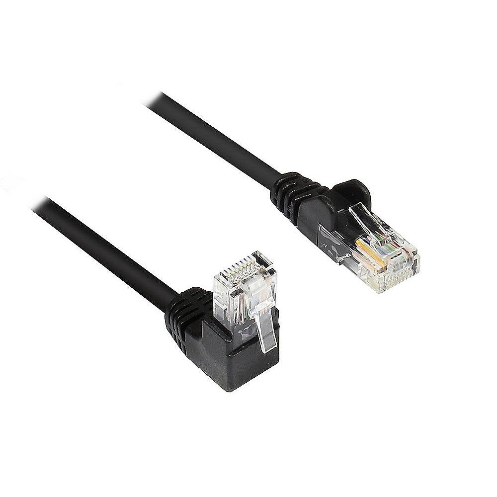 Good Connections Patchkabel Cat. 5e RJ45 Winkelstecker & 1x gerade schwarz 0,5m