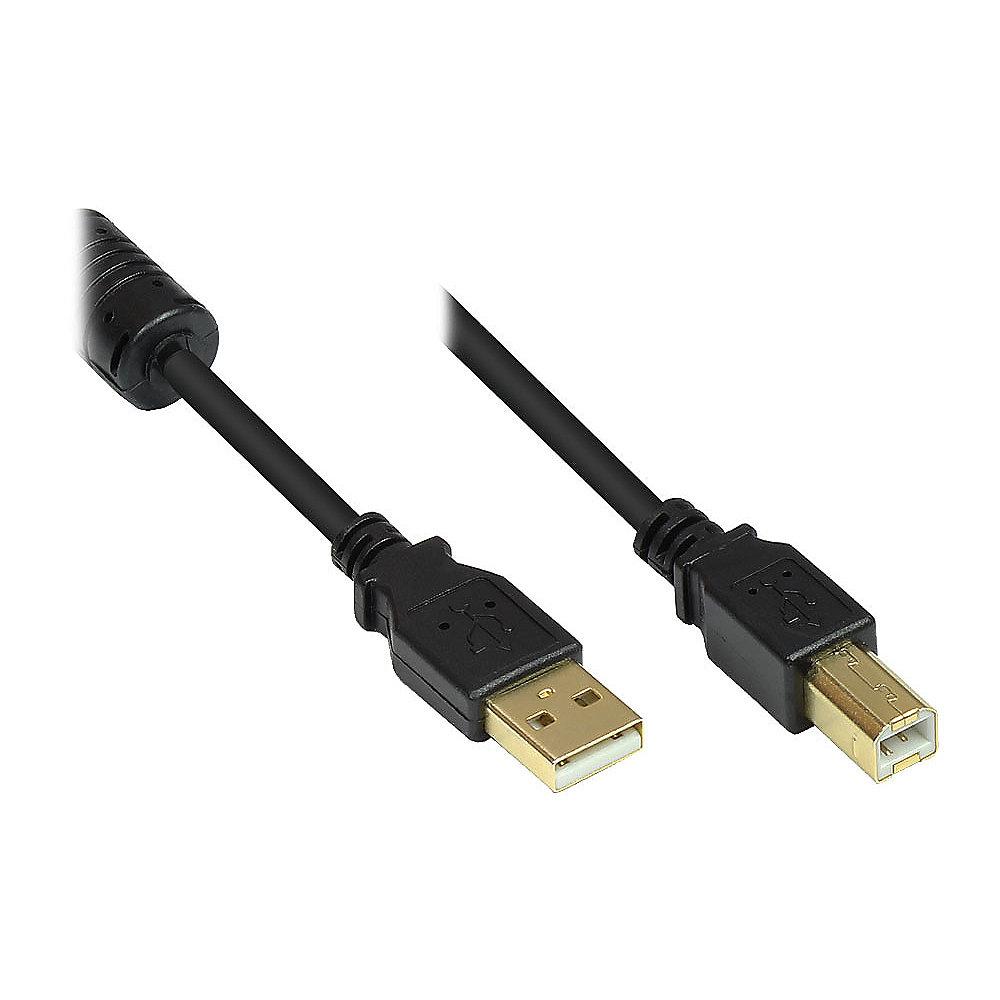 Good Connections USB 2.0 Anschlusskabel 2m St. A zu St. B Ferritkern schwarz