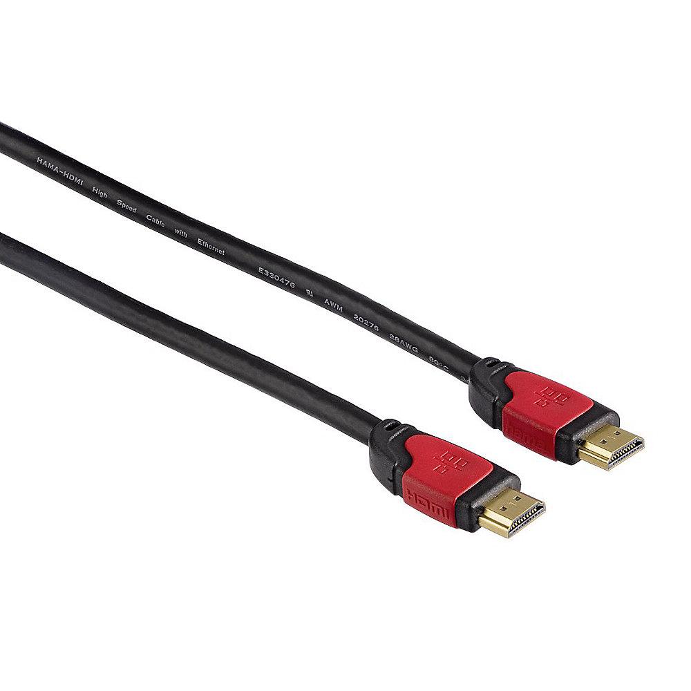Hama HDMI Kabel 5m Typ-A High Speed Ethernet 4K vergoldet St./St. schwarz
