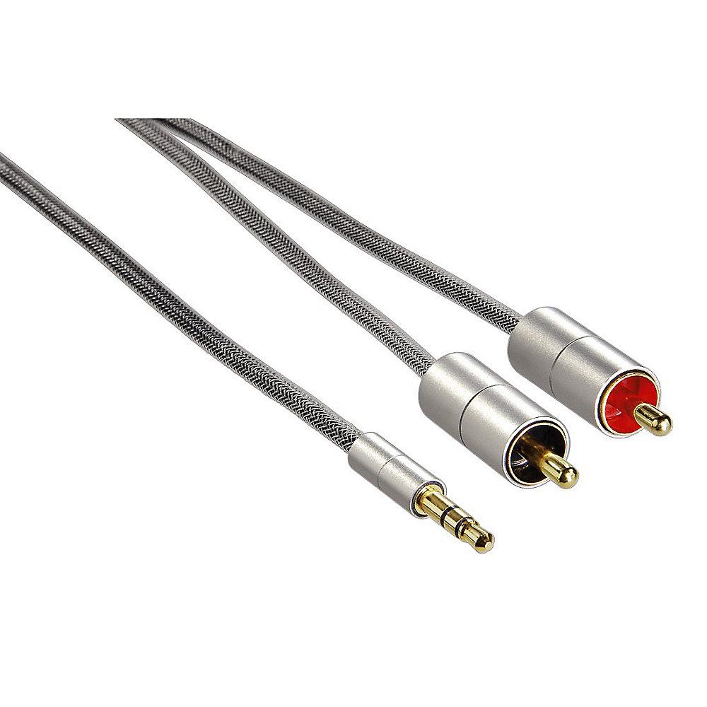 Hama Klinke Kabel 1m 3,5mm zu 2x Cinch Alu Line stereo St./2xSt. silber