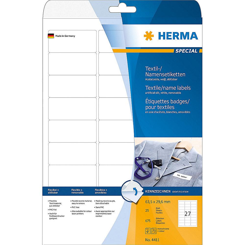 HERMA 4411 Namens-/Textiletiketten A4 63,5x29,6 mm weiß ablösbar 675 St.