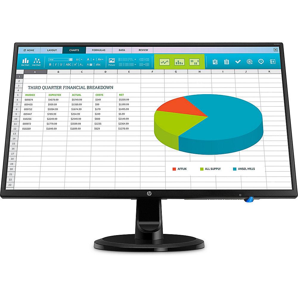 HP N246V 60,5cm (23.8") FullHD Monitor 16:9 FHD VGA/DVI/HDMI 5ms 10Mio: 1 LED