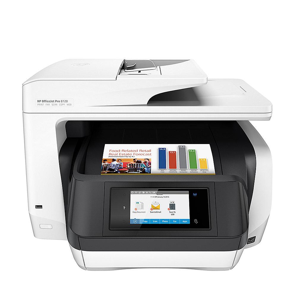 HP OfficeJet Pro 8720 Multifunktionsdrucker Scanner Kopierer Fax LAN WLAN NFC, HP, OfficeJet, Pro, 8720, Multifunktionsdrucker, Scanner, Kopierer, Fax, LAN, WLAN, NFC