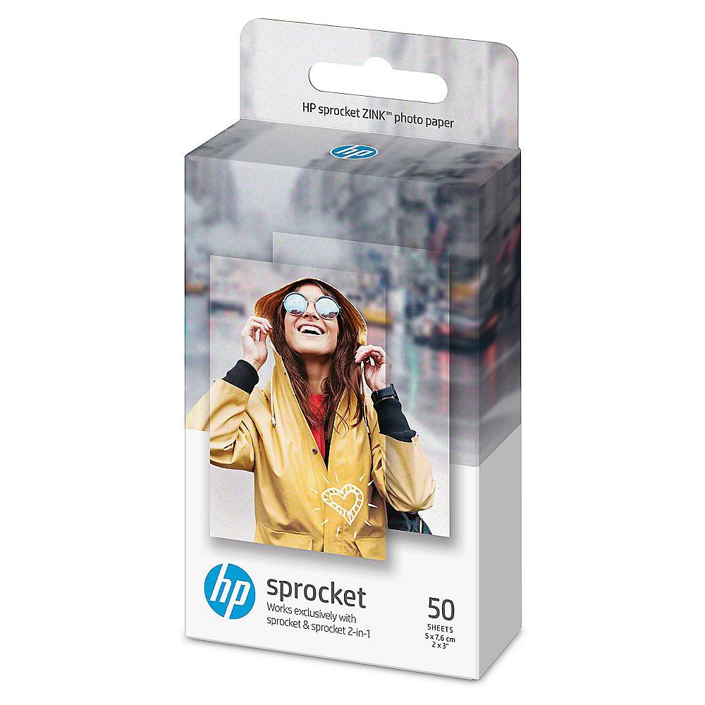 HP Sprocket ZINK Fotopapier mit selbstklebender Rückseite 50 Blatt 5 x 7,6 cm