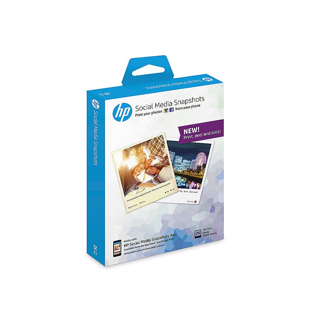 HP W2G60A Social Media Snapshots selbstklebendes Fotopapier 25 Blatt, 10 x 13 cm