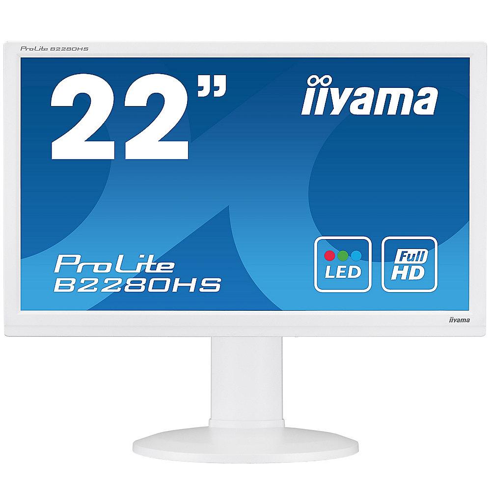 iiyama ProLite B2280HS-W1 55 cm / 22" 16:9 Full-HD VGA/DVI/HDMI 5 ms 5Mio:1 LED