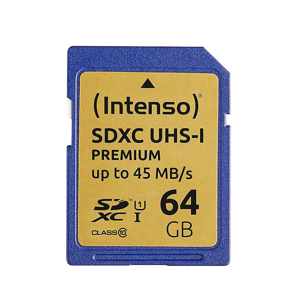 Intenso 64 GB SDXC Speicherkarte (45 MB/s, Class 10, UHS-I), Intenso, 64, GB, SDXC, Speicherkarte, 45, MB/s, Class, 10, UHS-I,