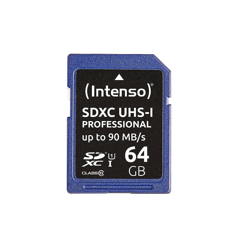 Intenso Professional 64 GB SDXC Speicherkarte (90 MB/s, Class 10, UHS-I)