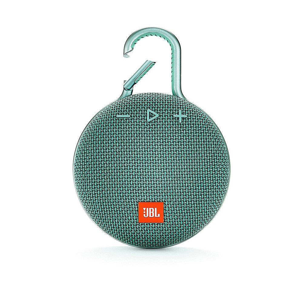 JBL Clip 3 Teal Tragbarer Bluetooth-Lautsprecher Grün wasserdicht nach IPX7, JBL, Clip, 3, Teal, Tragbarer, Bluetooth-Lautsprecher, Grün, wasserdicht, IPX7