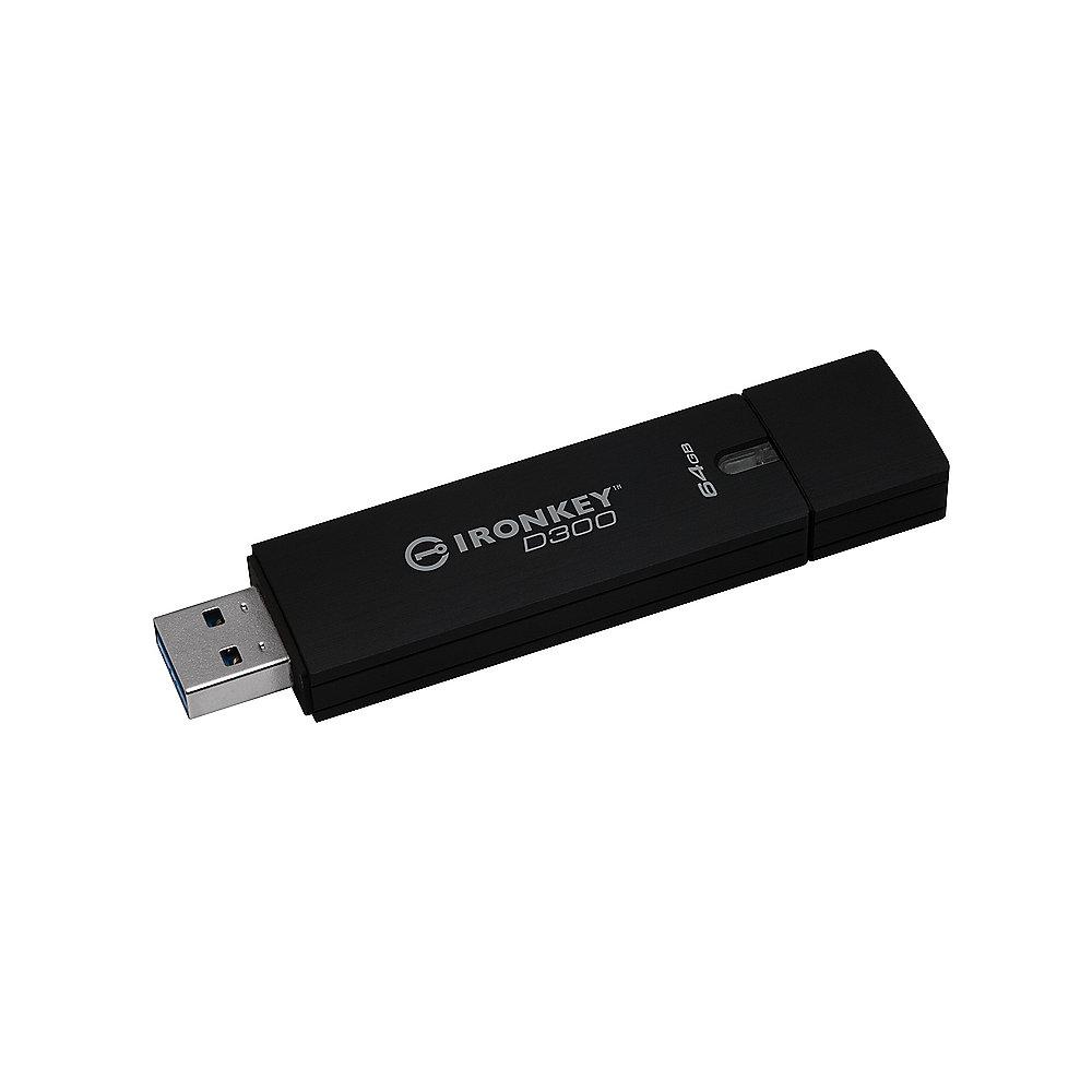 Kingston 64GB IronKey D300 USB3.0 Standard Stick, Kingston, 64GB, IronKey, D300, USB3.0, Standard, Stick