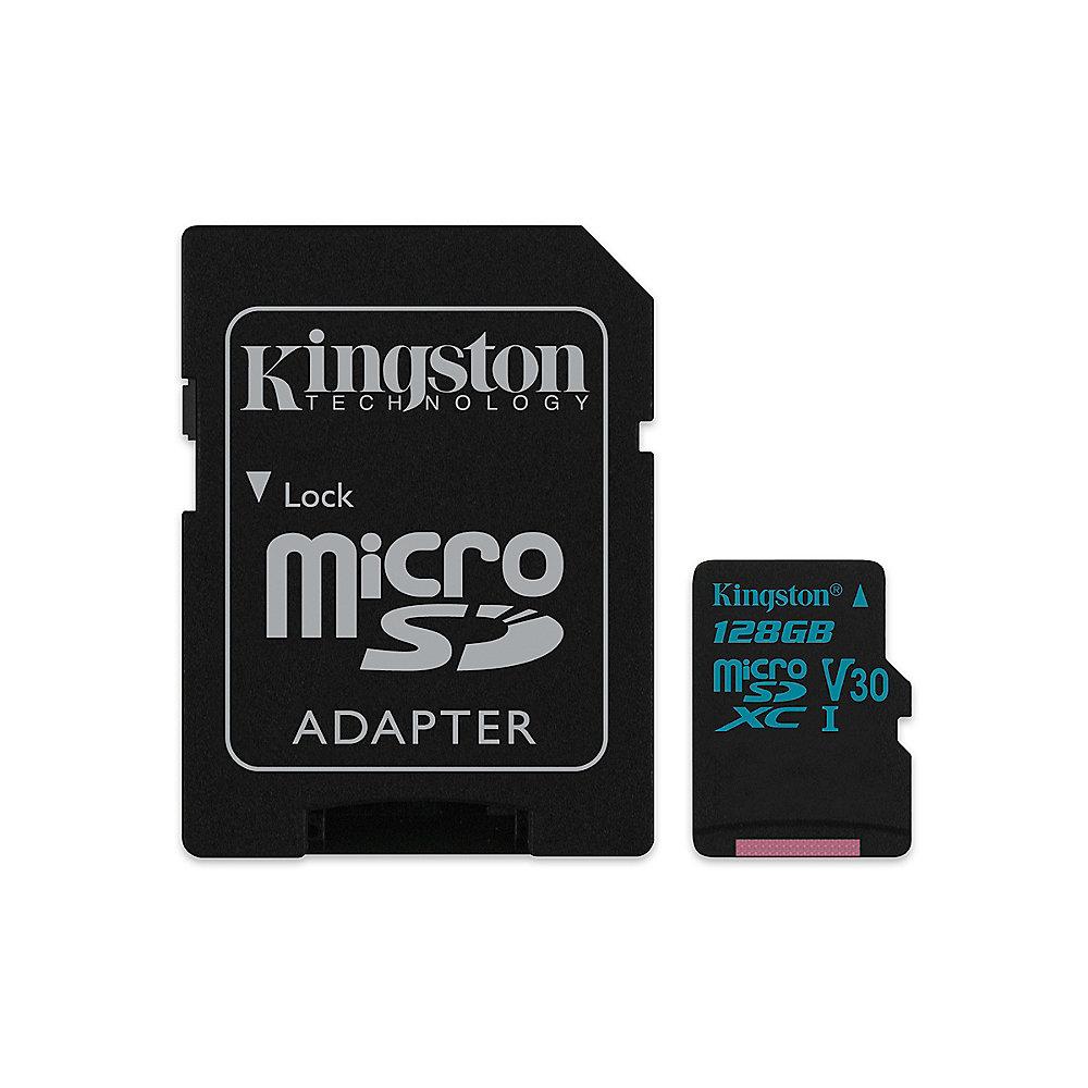 Kingston Canvas Go! 128GB microSDXC Speicherkarte Kit (45 MB/s, Class 10, UHS-I), Kingston, Canvas, Go!, 128GB, microSDXC, Speicherkarte, Kit, 45, MB/s, Class, 10, UHS-I,