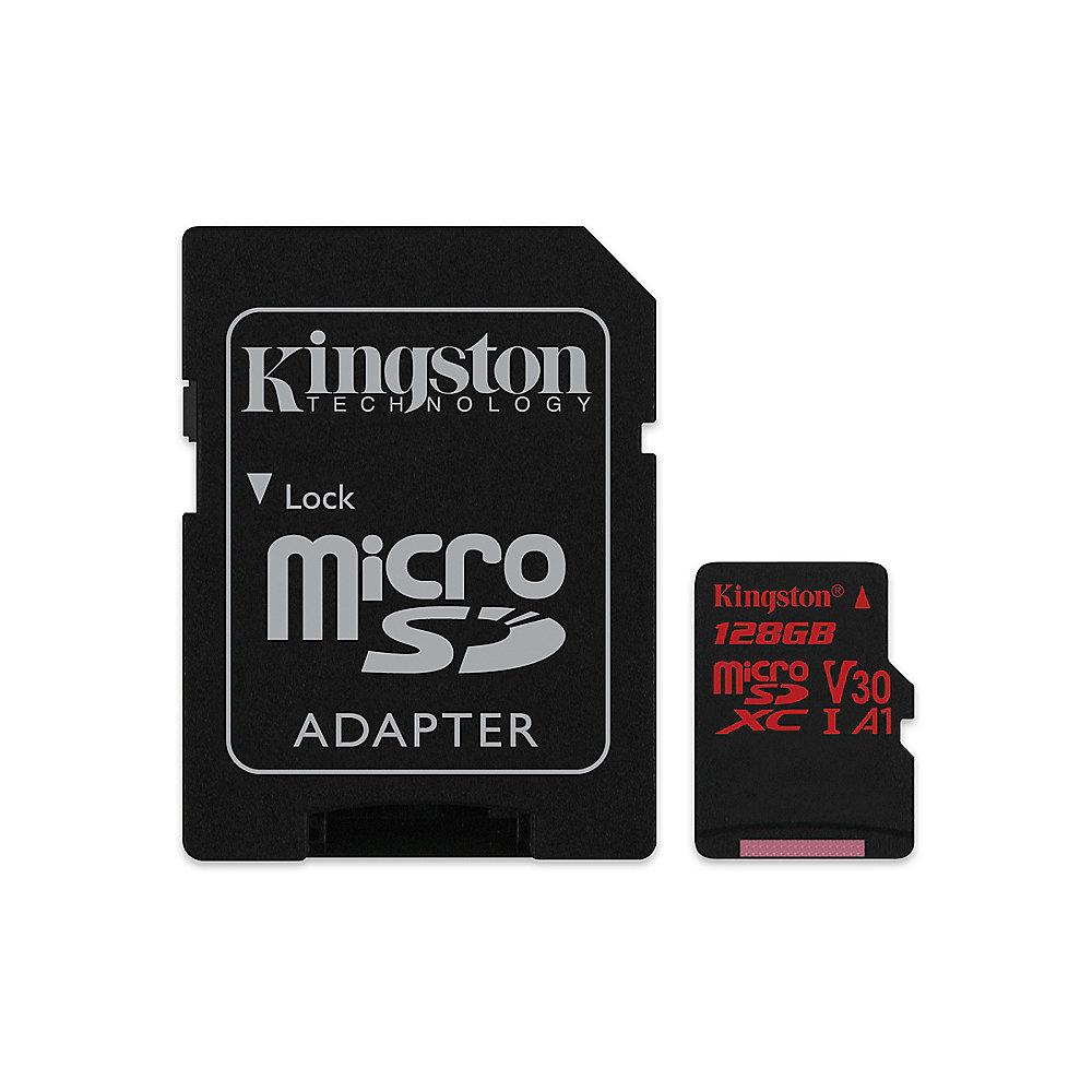 Kingston Canvas React 128 GB microSDXC Speicherkarte Kit (80 MB/s, A1, V30), Kingston, Canvas, React, 128, GB, microSDXC, Speicherkarte, Kit, 80, MB/s, A1, V30,