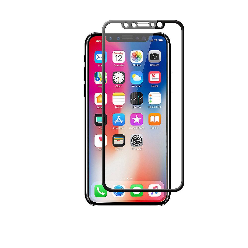 KMP Hartglas Premium Displayschutz für iPhone X, frame black