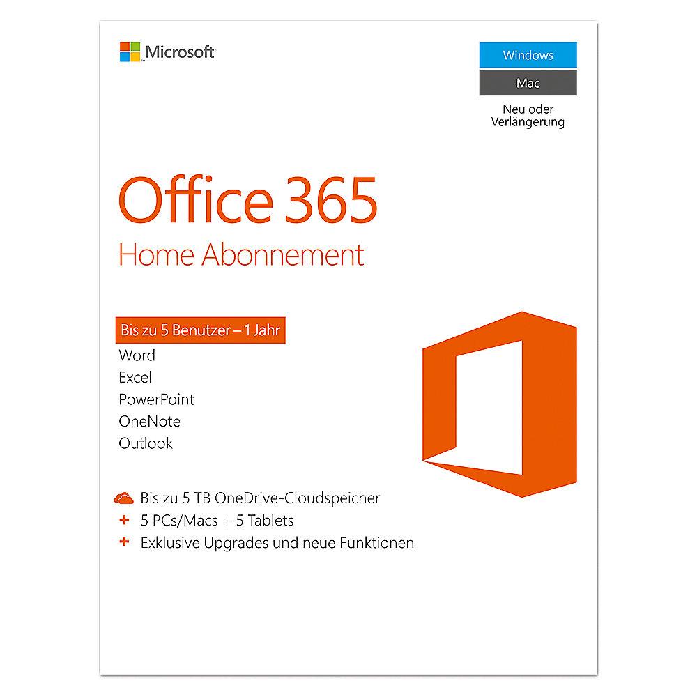 Microsoft Office 365 Home (1 Benutzer/ 5 PC/ 1 Jahr) Mac/Win