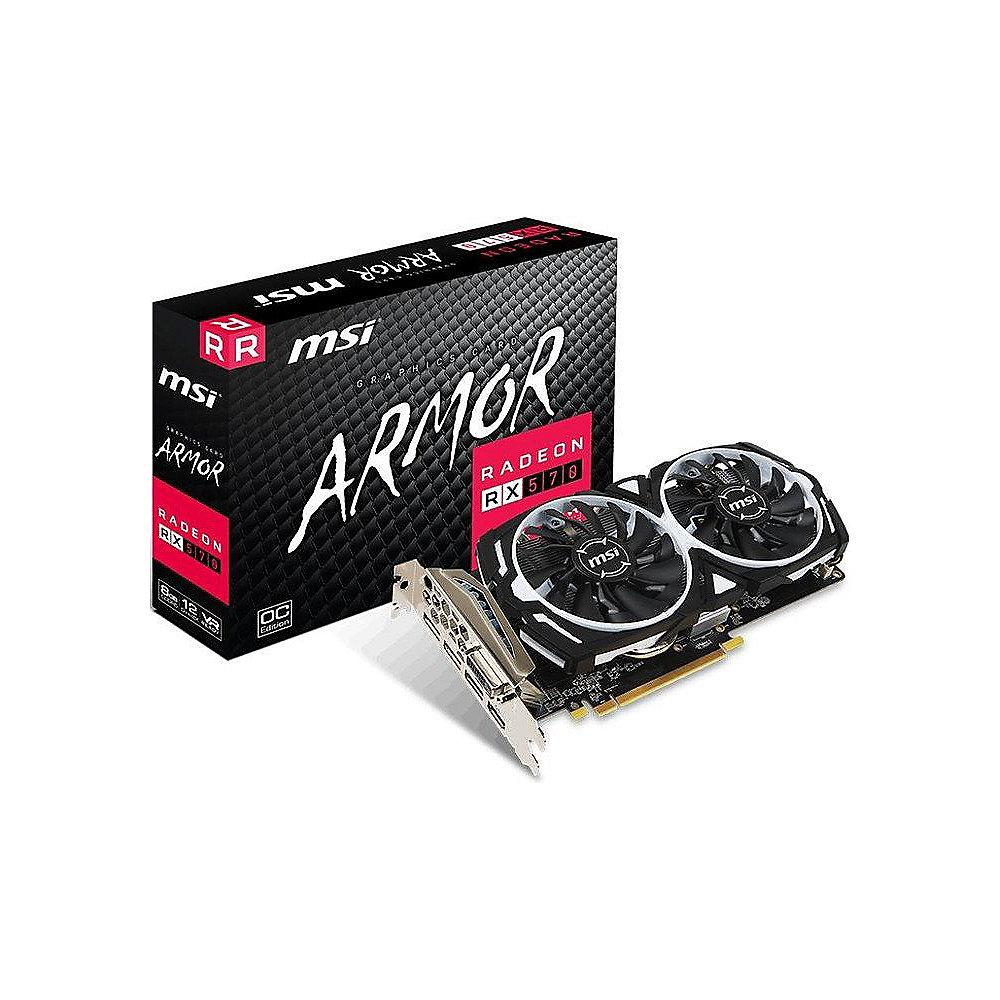 MSI AMD Radeon RX 570 Armor 8G OC 8GB Grafikkarte GDDR5 DVI/HDMI/3x DP
