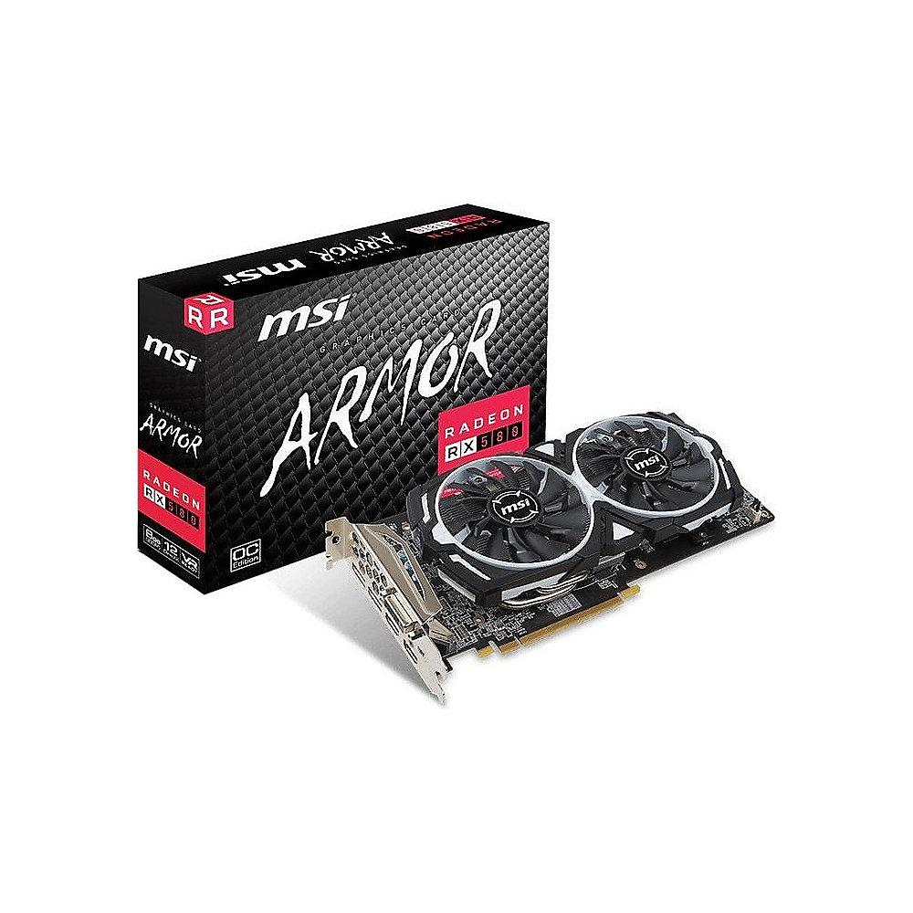 MSI AMD Radeon RX 580 Armor 8G OC 8GB Grafikkarte GDDR5  DVI/2xHDMI/2x DP