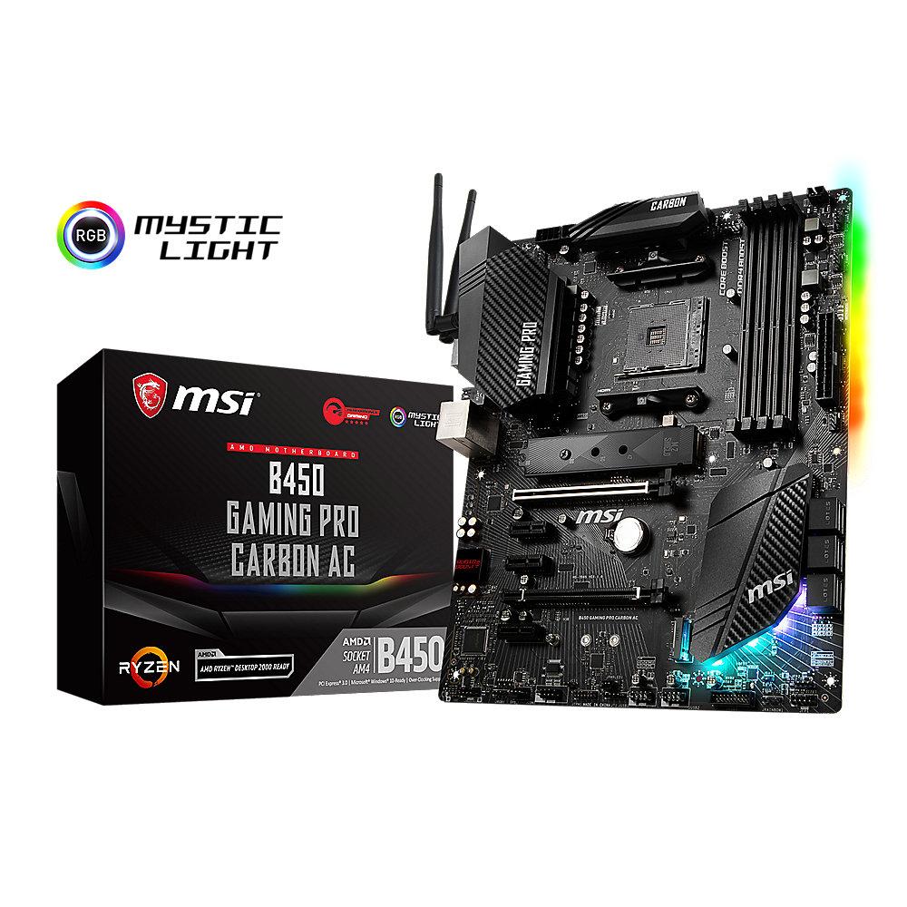 MSI B450 Gaming Pro Carbon AC ATX Mainboard Sockel AM4 2xM.2/DP/HDMI/WLAN/BT, MSI, B450, Gaming, Pro, Carbon, AC, ATX, Mainboard, Sockel, AM4, 2xM.2/DP/HDMI/WLAN/BT