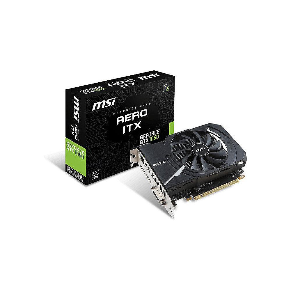 MSI GeForce GTX 1050 AERO ITX 2G OCV1 2GB GDDR5 DVI/HDMI/DP Grafikkarte, MSI, GeForce, GTX, 1050, AERO, ITX, 2G, OCV1, 2GB, GDDR5, DVI/HDMI/DP, Grafikkarte