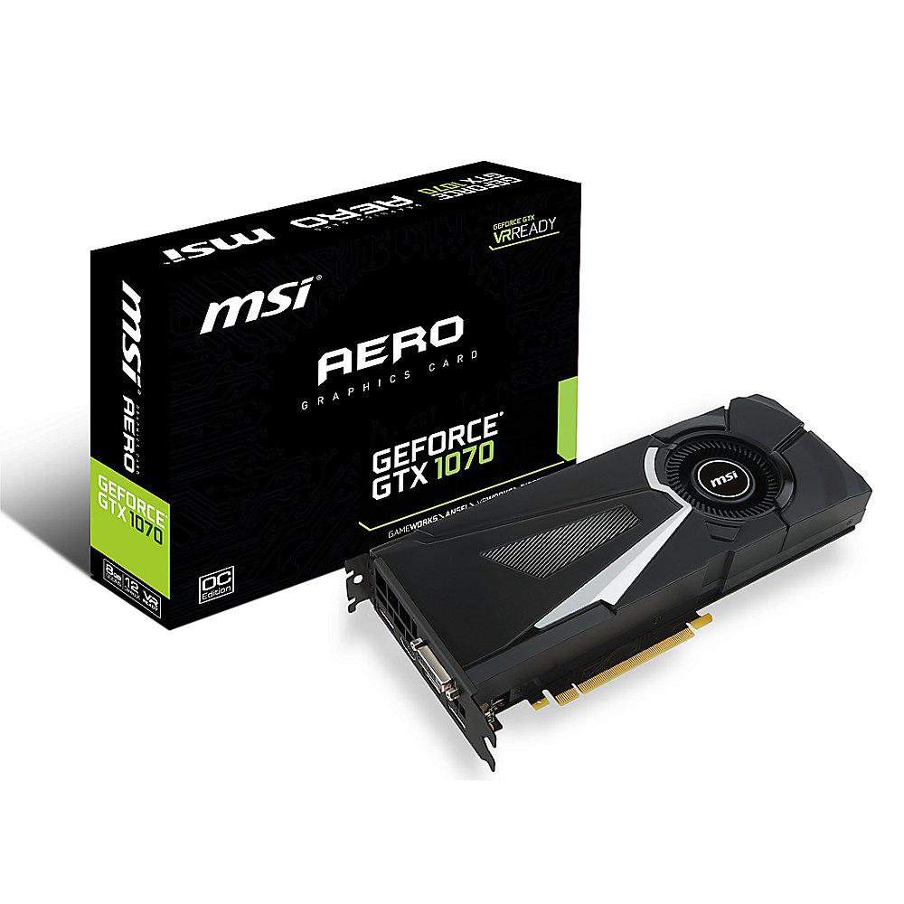 MSI GeForce GTX 1070 Aero OC 8GB GDDR5 Grafikkarte DVI/HDMI/3xDP