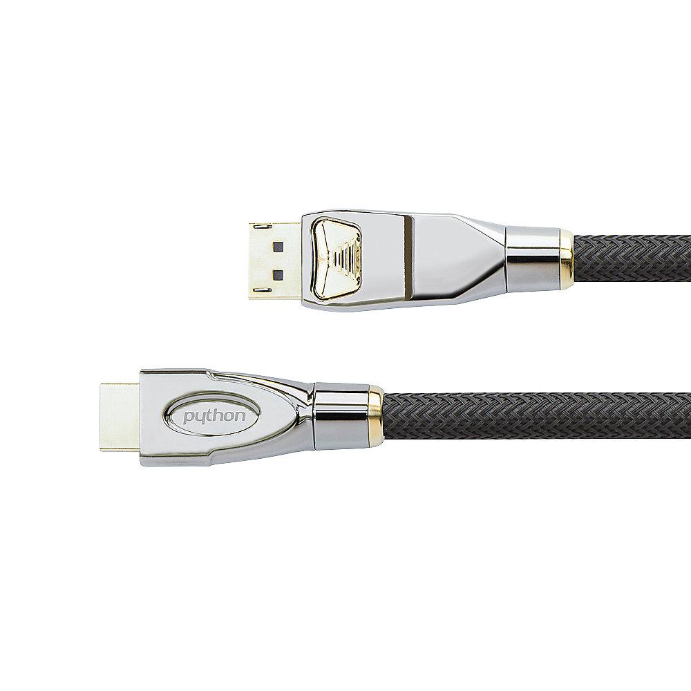 PYTHON Displayport 1.2 Anschlusskabel 10m DP zu HDMI 4K2K vergoldet schwarz