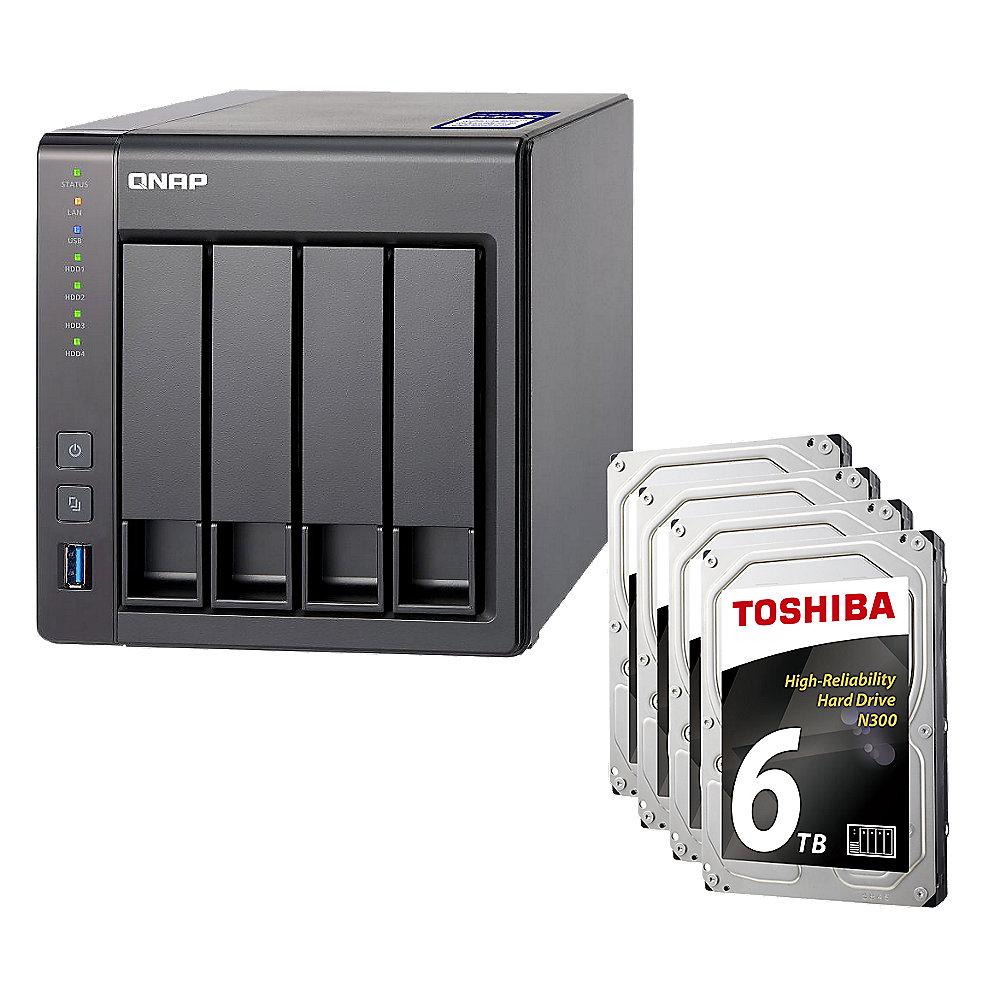 QNAP TS-431X2-2G NAS System 4-Bay 24TB inkl. 4x 6TB Toshiba HDWN160UZSVA