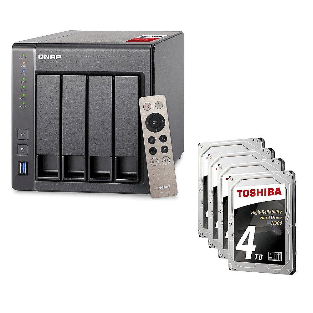 QNAP TS-451 -2G NAS System 4-Bay 16TB inkl. 4x 4TB Toshiba HDWQ140UZSVA