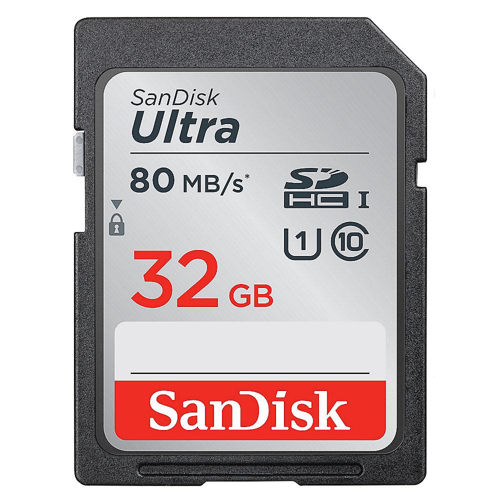 SanDisk Ultra 32 GB SDHC Speicherkarte (80 MB/s, Class 10, UHS-I)