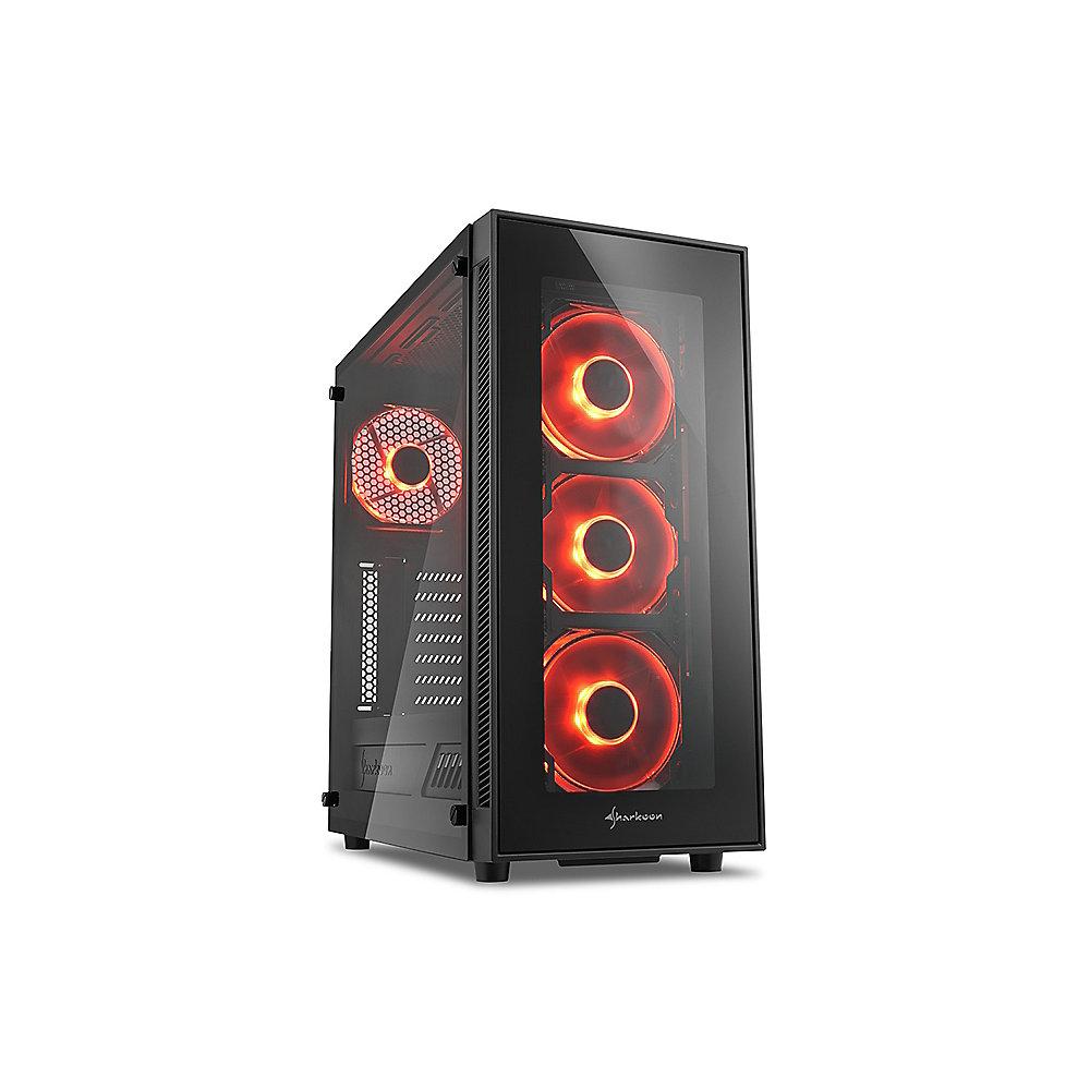 Sharkoon TG5 Midi-Tower ATX Gaming Gehäuse Rote LED, Seitenfenster