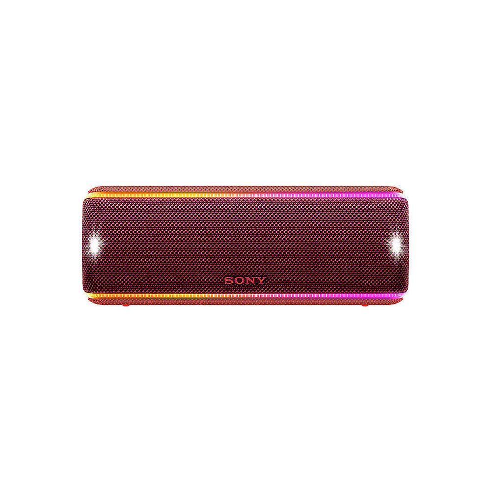 Sony SRS-XB31 tragbarer Lautsprecher wasserabweisend, NFC, Bluetooth LED rot