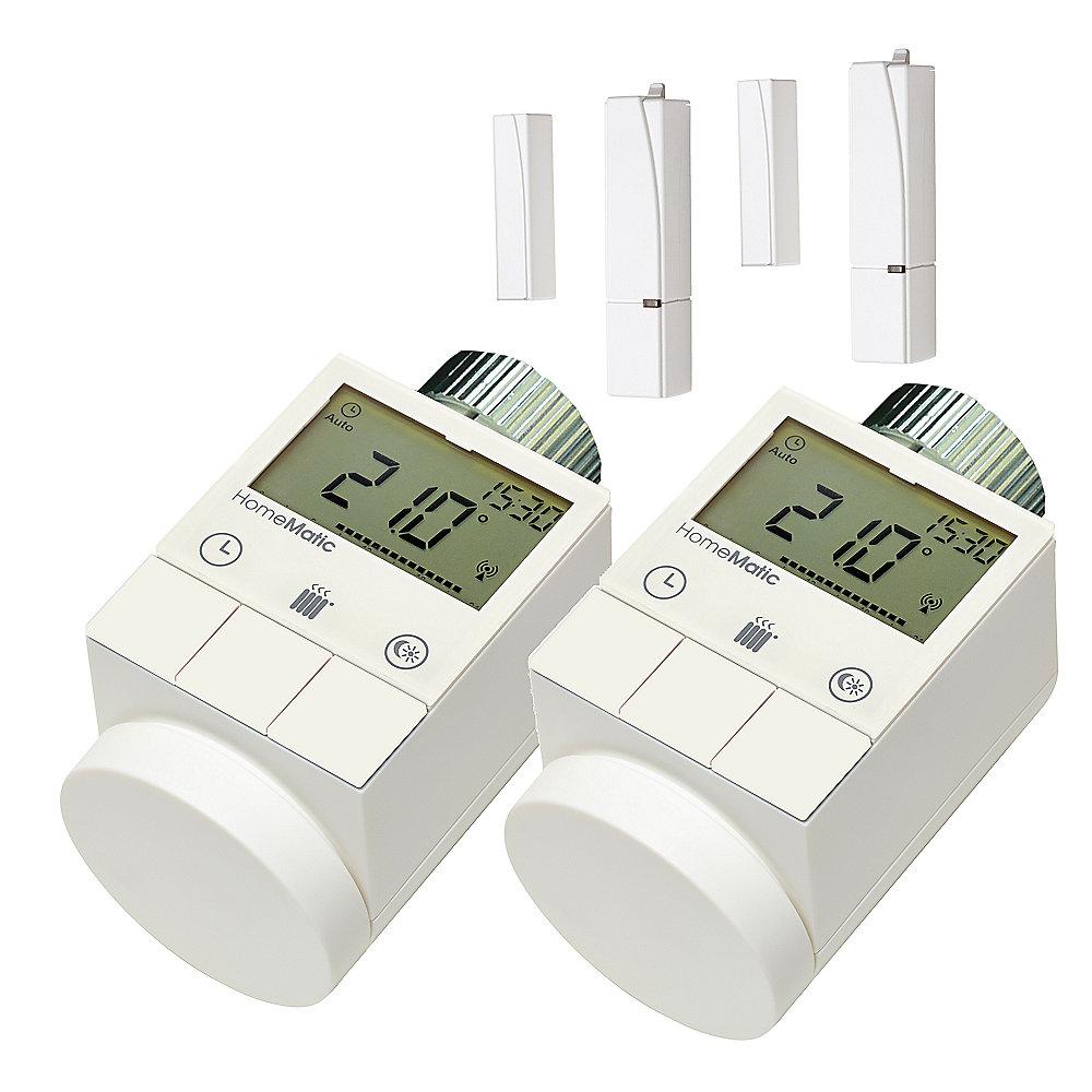 Sparpaket: 2x HomeMatic Funk-Heizkörperthermostat   2x Funk Fensterkontakt