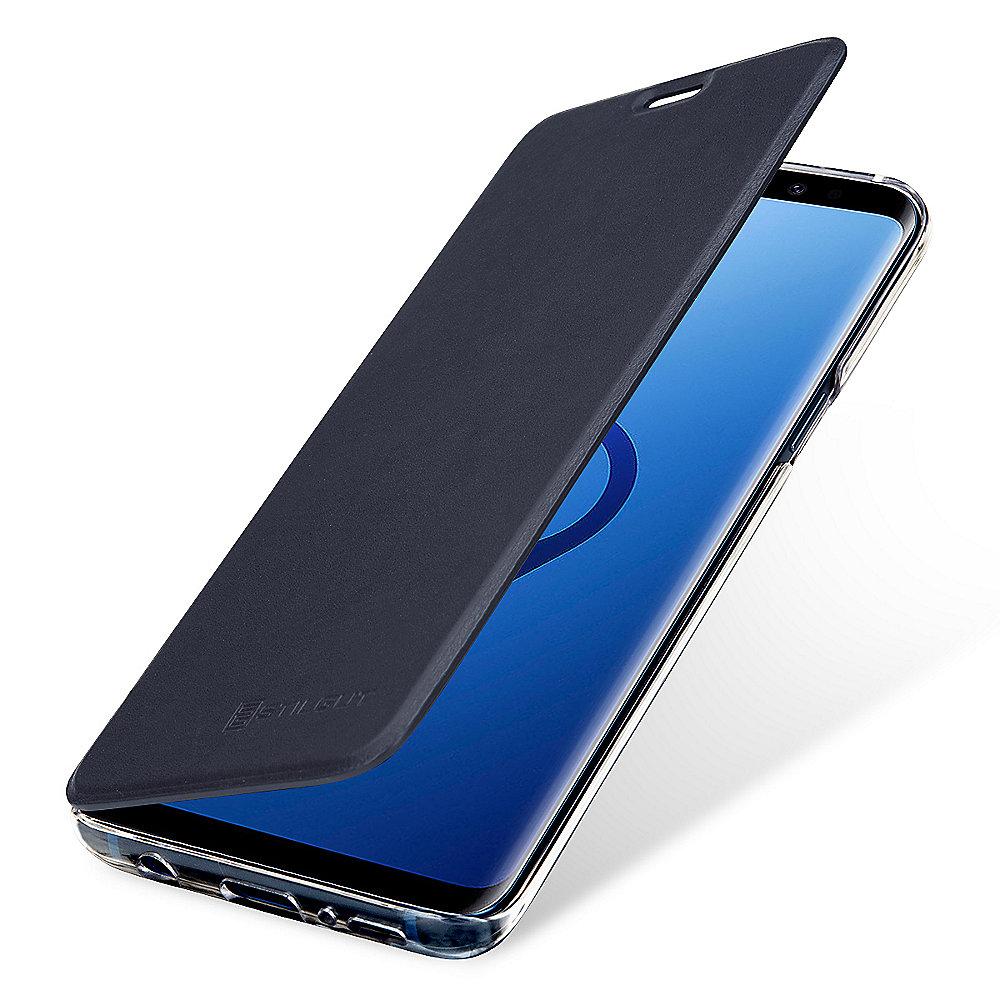 StilGut Book Type mit NFC/RFID Blocker für Samsung Galaxy S9 blau/transparent