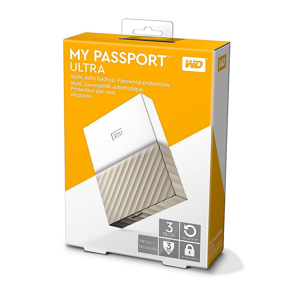 WD My Passport Ultra USB3.0 3TB 2.5zoll -Weiß/Gold WDBFKT0030BGD-WESN
