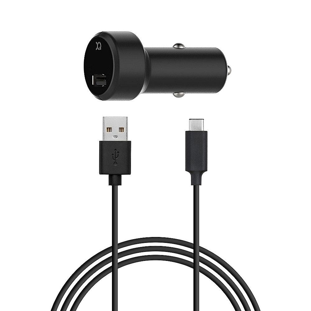 xqisit Kfz-Lader 2,4A Single USB inkl. USB-C Kabel schwarz
