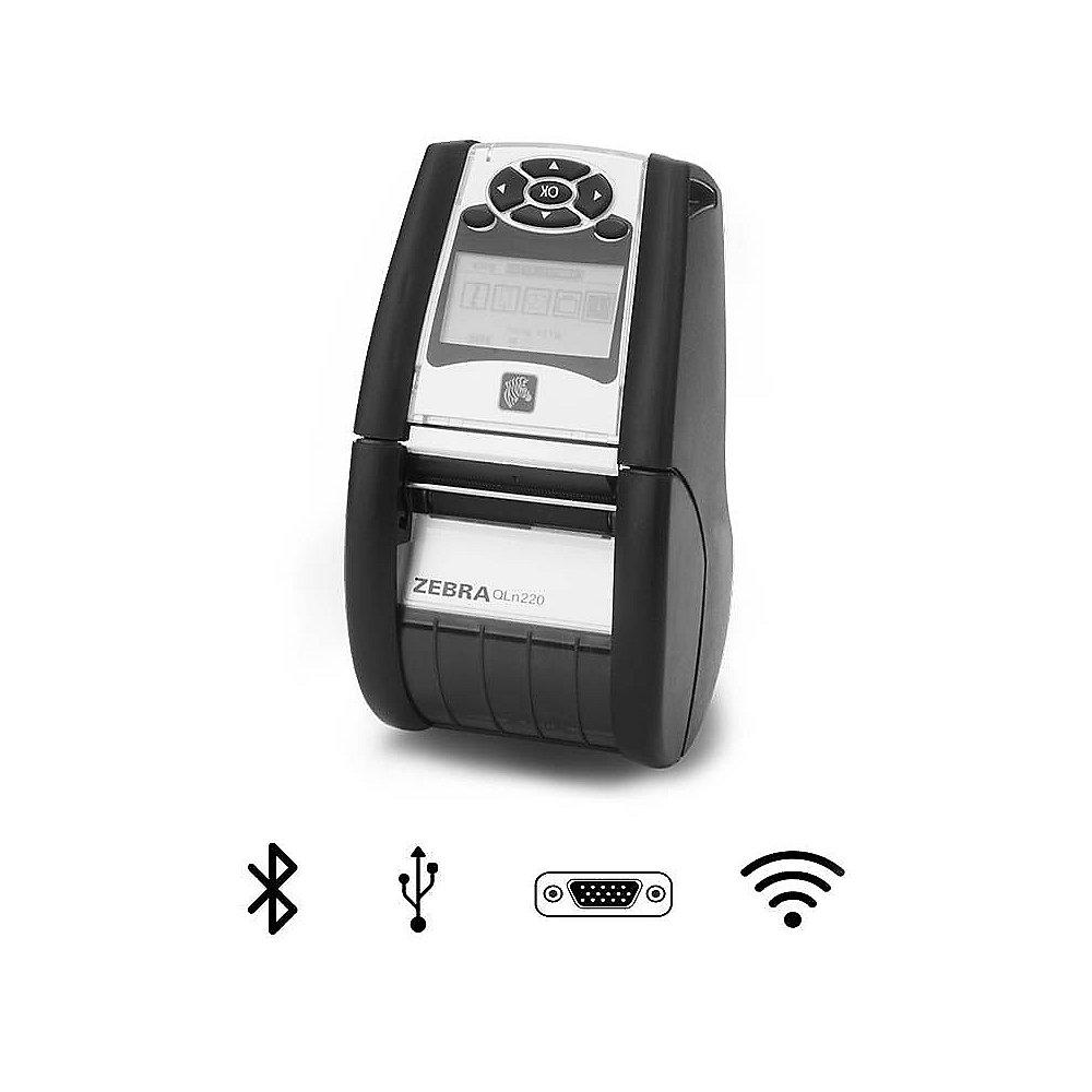 Zebra QLn 220 mobiler Etikettendrucker USB seriell Bluetooth WLAN, Zebra, QLn, 220, mobiler, Etikettendrucker, USB, seriell, Bluetooth, WLAN