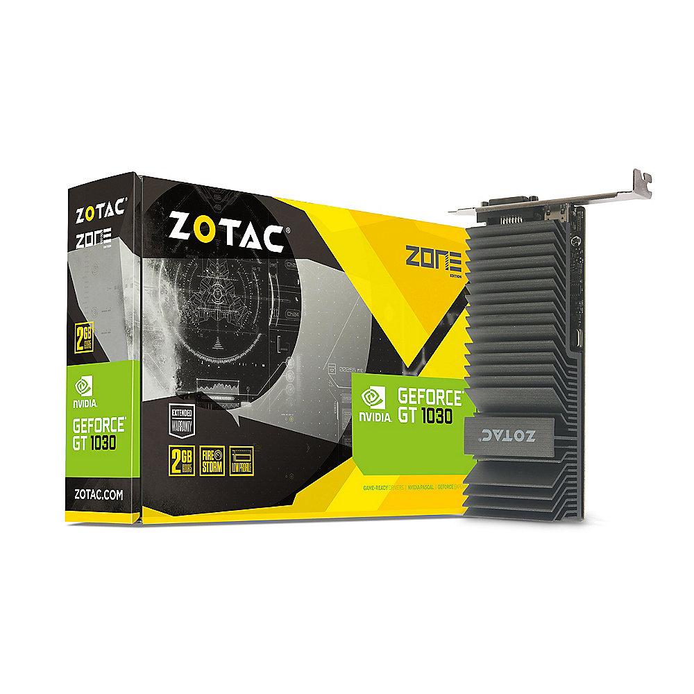 Zotac GeForce GT 1030 Zone Edition 2GB GDDR5 Grafikkarte passiv LP DVI/HDMI, Zotac, GeForce, GT, 1030, Zone, Edition, 2GB, GDDR5, Grafikkarte, passiv, LP, DVI/HDMI