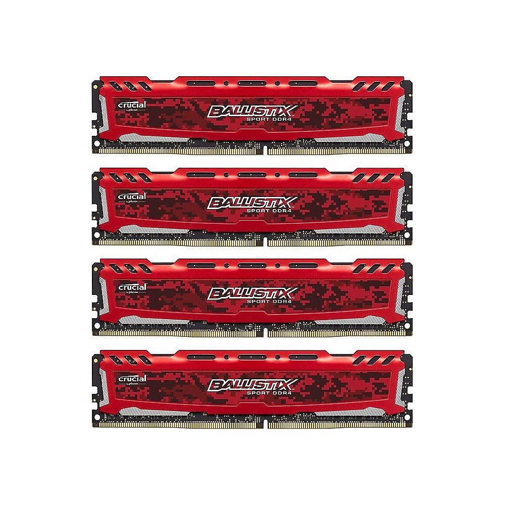 64GB (4x16GB) Crucial Ballistix Sport LT DDR4-2400 Rot CL16 (16-16-16) RAM