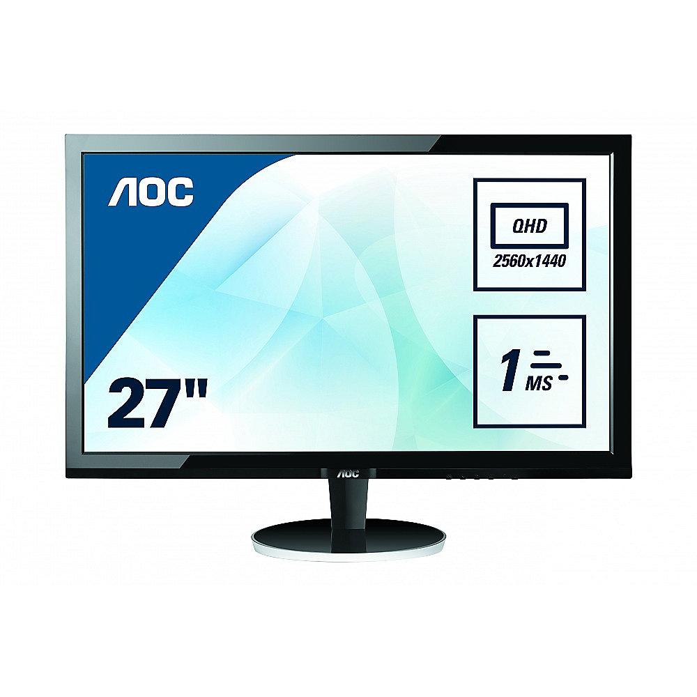 AOC Q2778Vqe 68,6 cm (27") 16:9 WQHD Monitor mit VGA/DVI/HDMI & DP 5ms 80.Mio:1