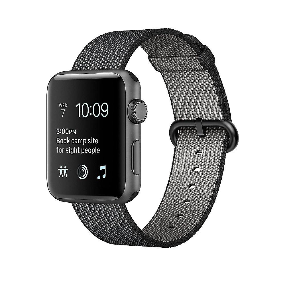 Apple Watch Series 2 38mm Aluminiumgehäuse Space Grau Armband Nylon Schwarz
