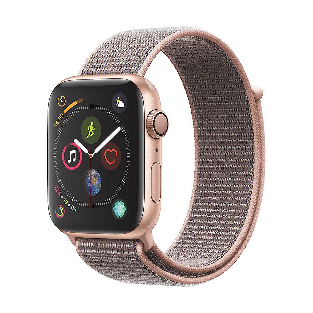 Apple Watch Series 4 GPS 44mm Aluminiumgehäuse Gold mit Sport Loop Sandrosa