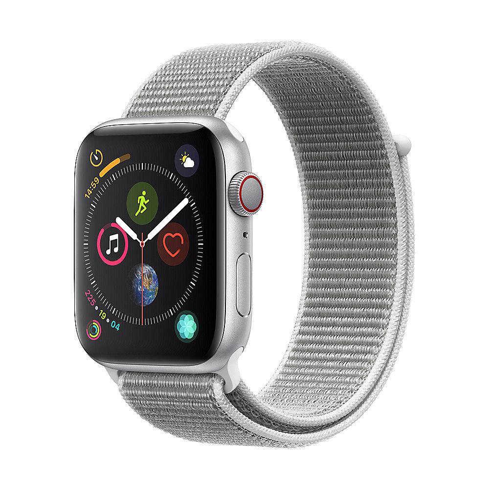 Apple Watch Series 4 LTE 44mm Aluminiumgehäuse Silber mit Sport Loop Muschel