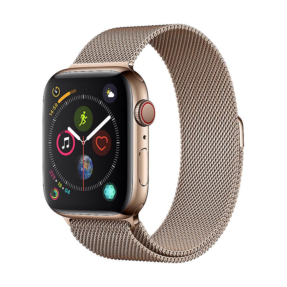 Apple Watch Series 4 LTE 44mm Edelstahlgehäuse Gold mit Milanaise Armband Gold