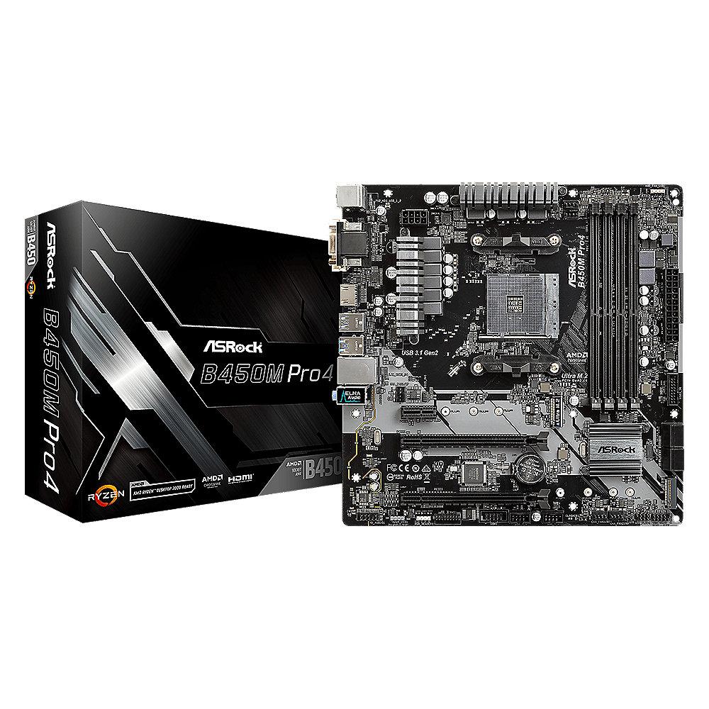 ASRock B450M Pro4 AM4 mATX Mainboard M.2/DVI/HDMI/VGA/USB3.1(Gen2)