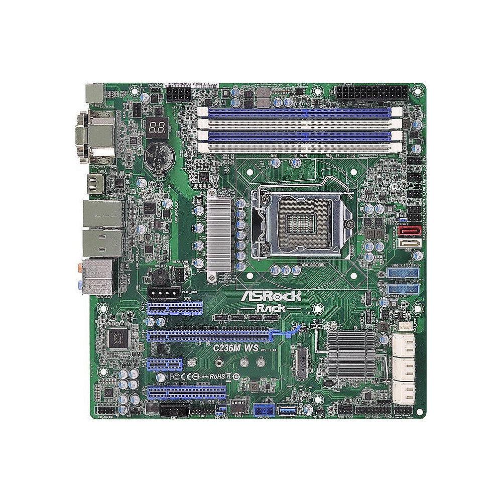 ASRock C236M WS 2xLAN/SATA600/USB3.0/DP/HDMI/VGA mATX Mainboard Sockel 1151, ASRock, C236M, WS, 2xLAN/SATA600/USB3.0/DP/HDMI/VGA, mATX, Mainboard, Sockel, 1151