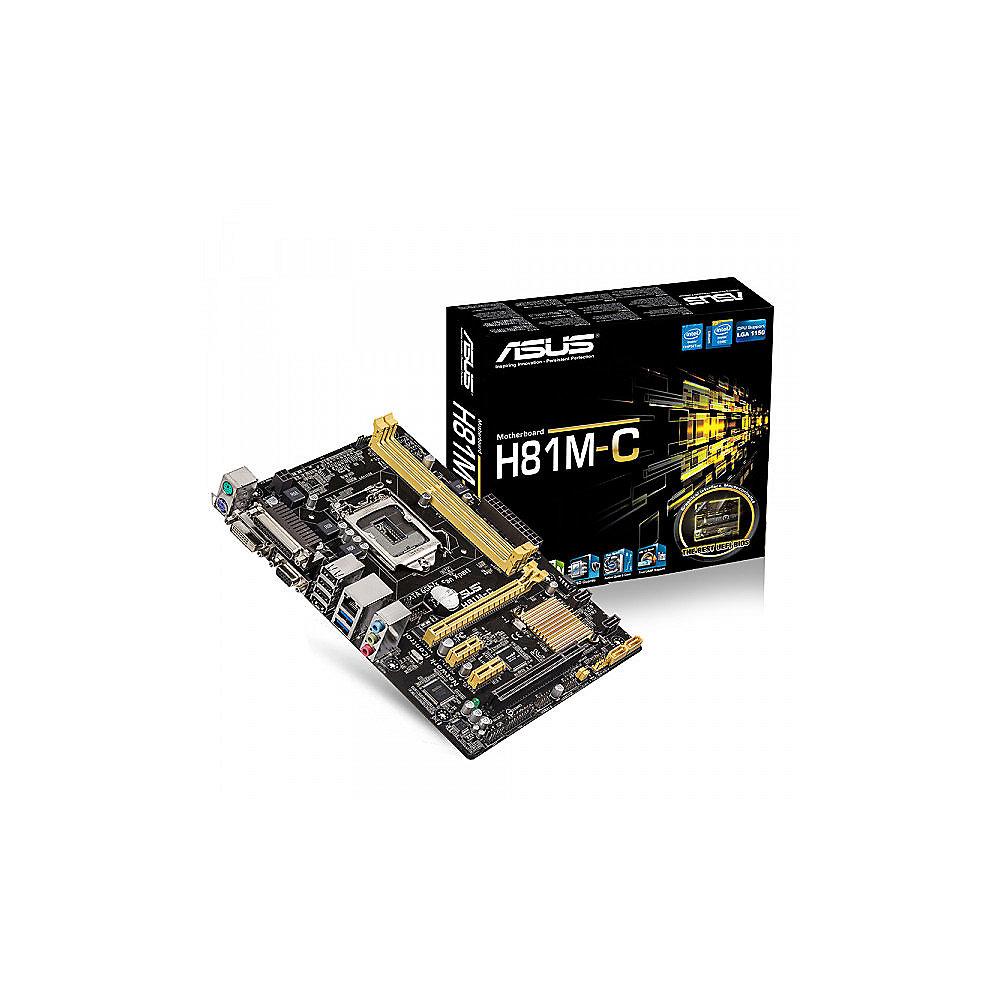 ASUS H81M-C H81 mATX Mainboard Sockel 1150 GL/USB3.0/SATA600/DVI/VGA/Parallel